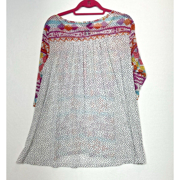 Ali Miles Women's Mixed Print Blouse Polka‎ Dot Geometric Unlined PL - Picture 3 of 5